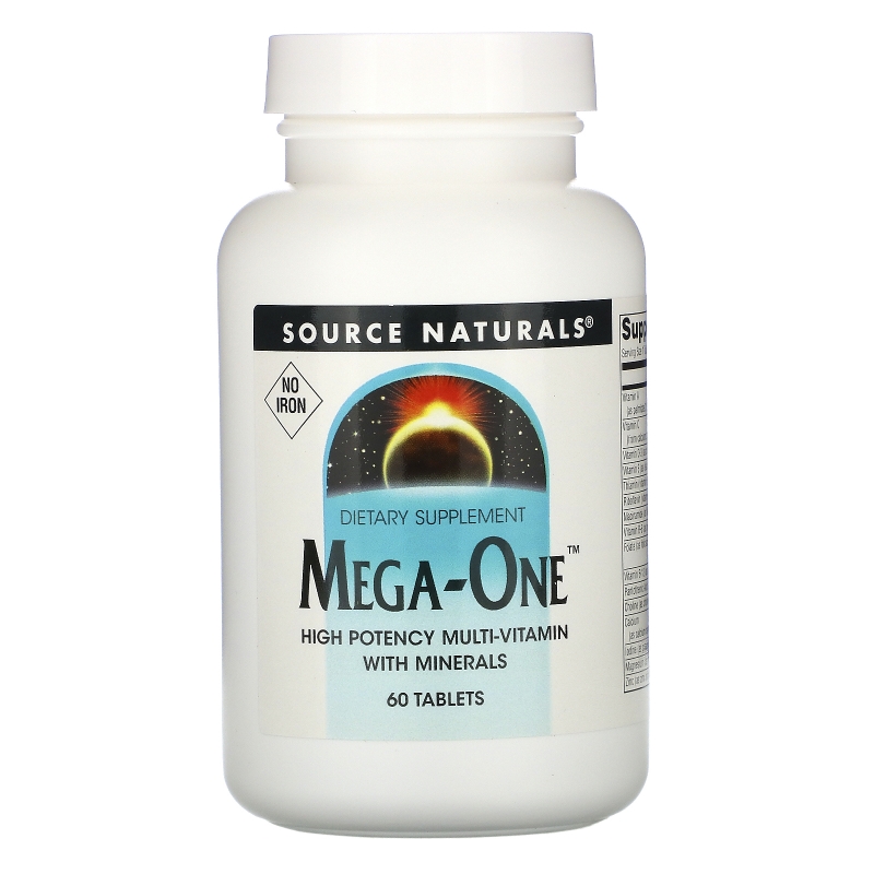 Source Naturals, Мультивитамины Mega-One без железа, 60 таблеток