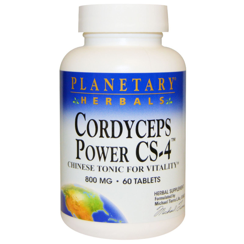 Planetary Herbals, Кордицепс Power CS-4, китайский тоник для жизненной энергии, 800 мг, 60 таблеток