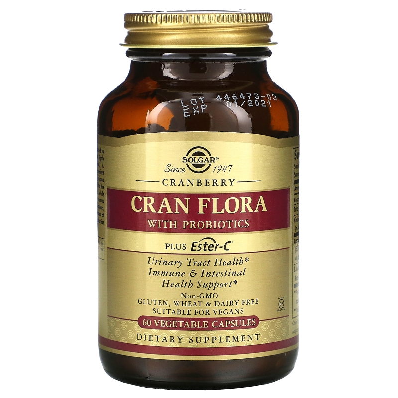 Solgar, Cran Flora, с пробиотиками, 60 вегетарианских капсул