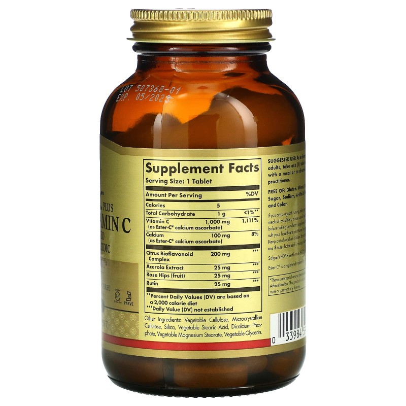 Solgar, Ester-C Plus, 1000 мг витамина С, 90 таблеток