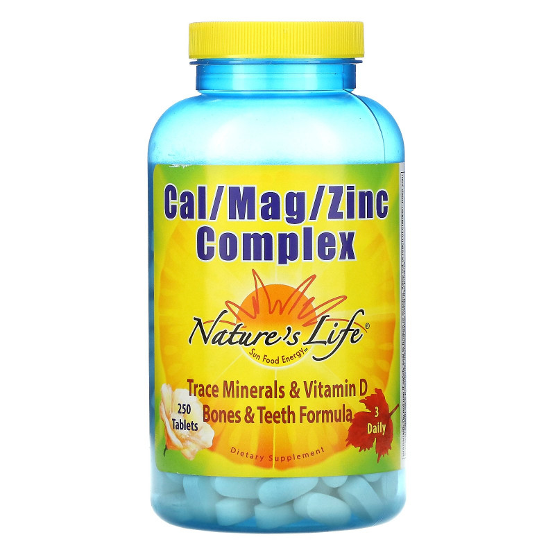 Nature's Life, Комплекс кальция/магния/цинка, 250 таблеток