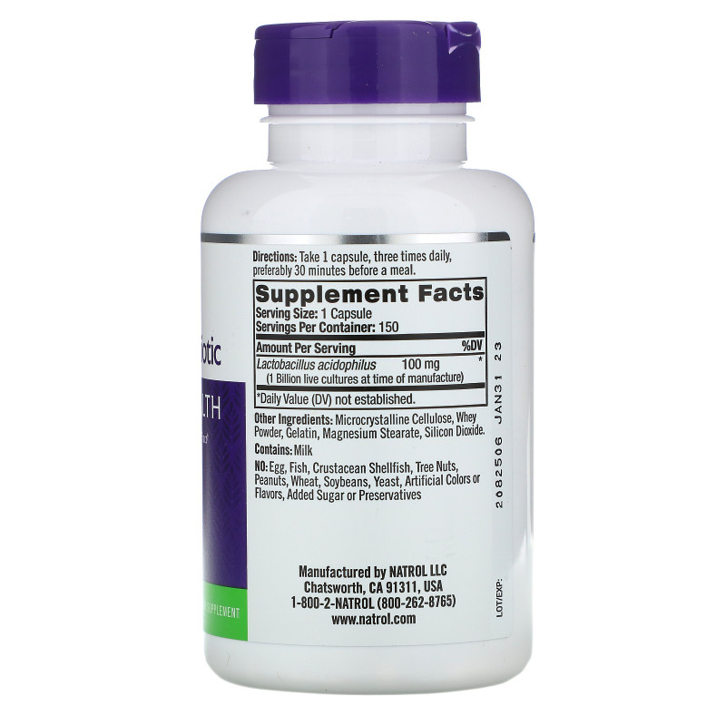 Natrol, Пробиотик ацидофилус, 150 капсул