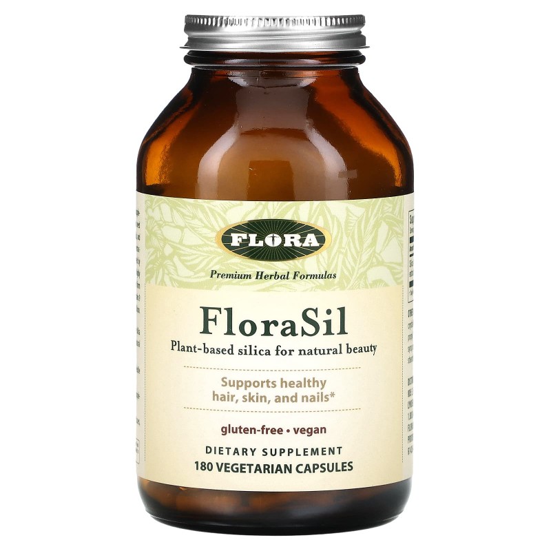Flora, FloraSil, Диоксид кремния на растительной основе для естественной красоты, 180 вегетарианских капсул