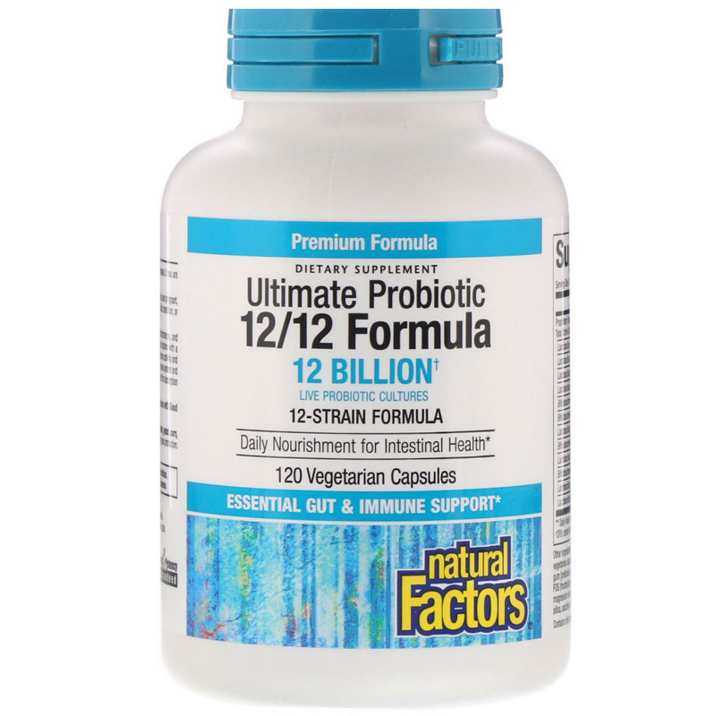 Natural Factors, Пробиотик максимального действия, формула 12/12, 120 вегетарианских капсул