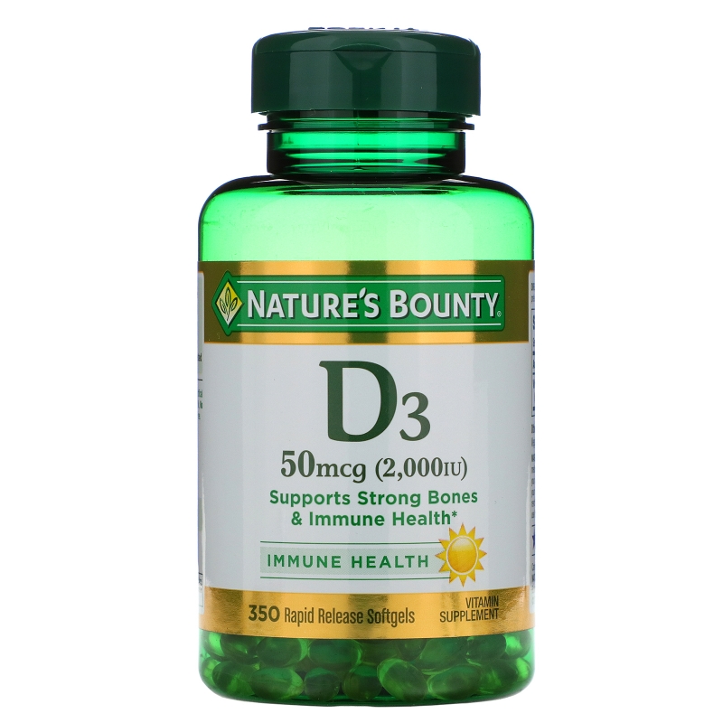Nature's Bounty, Витамин D-3, 50 мкг (2000 МЕ), 350 мягких таблеток