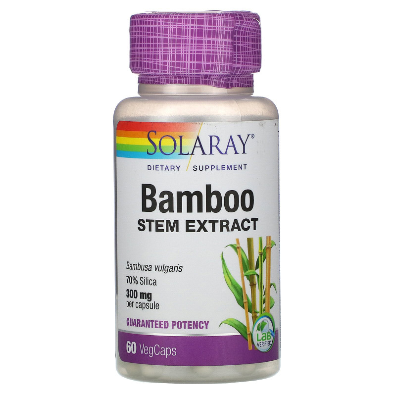 Solaray, Экстракт стебля бамбука, 300 мг, 60 капсул с оболочкой из ингредиентов растительного происхождения