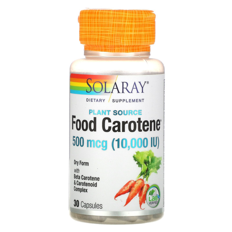 Solaray, Food Carotene, Натуральный источник, 10 000 МЕ, 30 капсул