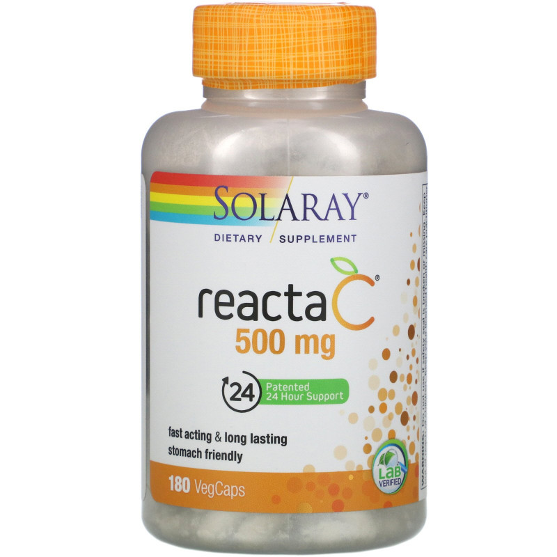 Solaray, Reacta-C, 500 мг, 180 вегетарианских капсул