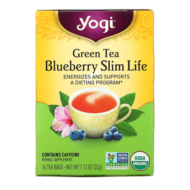Yogi Tea, Зеленый чай с черникой Slim Life, 16 чайных пакетиков, 1.12 унций (32 г)