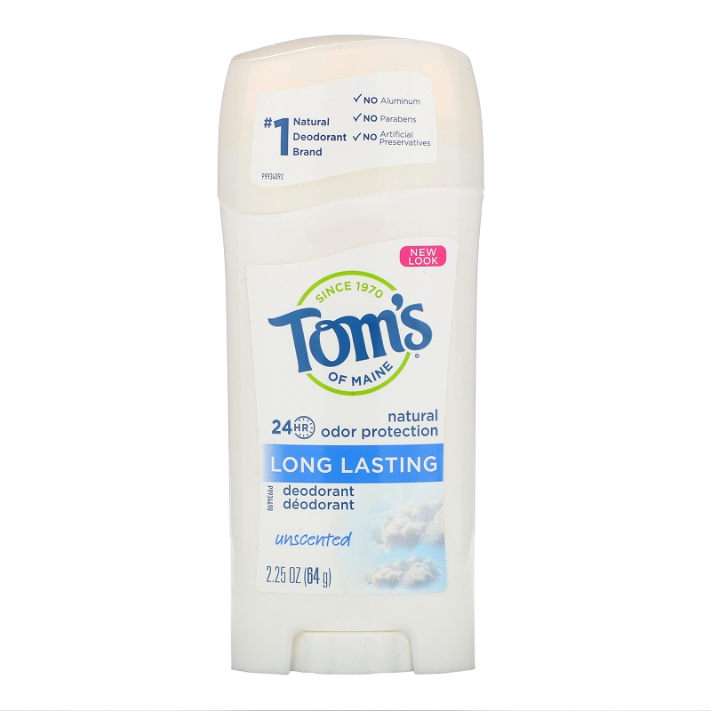 Tom's of Maine, Натуральный долгоиграющий дезодорант, не имеющий запаха, 2,25 унции (64 г)