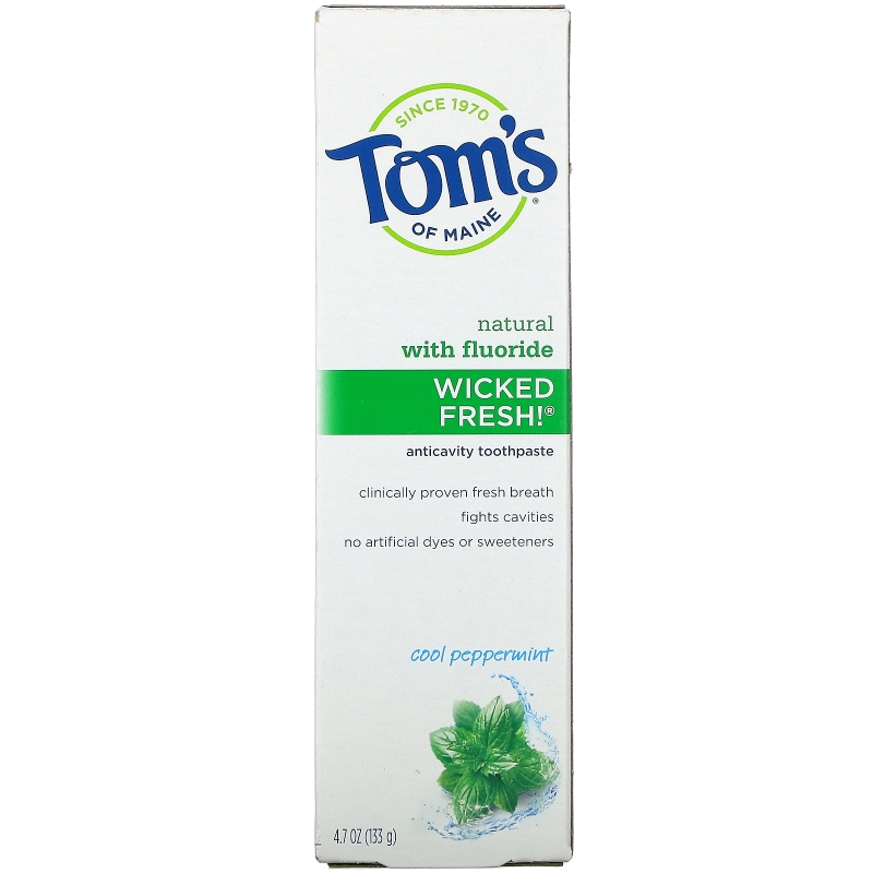 Tom's of Maine, Wicked Fresh! Фторсодержащая зубная паста с охлаждающей перечной мятой, 4,7 унции (133 г)