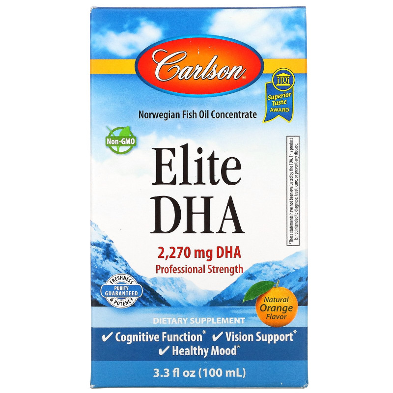 Carlson Labs, Elite DHA, Orange Flavor, 3.3 fl oz (100 ml)
