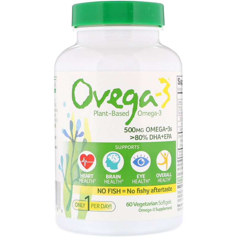 Ovega-3, Ovega-3, ДГК + ЭПК, 500 мг, 60 вегетарианских капсул
