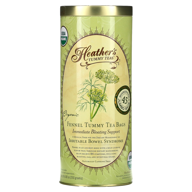 Heather's Tummy Care Чай от живота пакетики с натуральным фенхелем без кофеина 45 пакетиков 8.82 унций (250 г)
