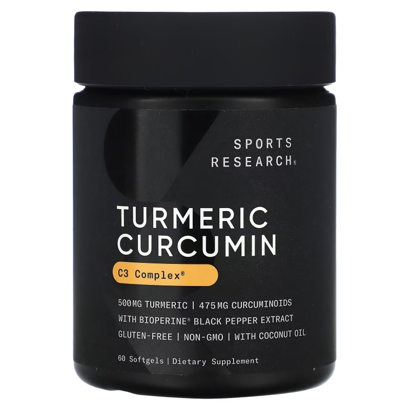 Sports Research, C3 Complex, Turmeric Curcumin, 500 mg, 60 Softgels