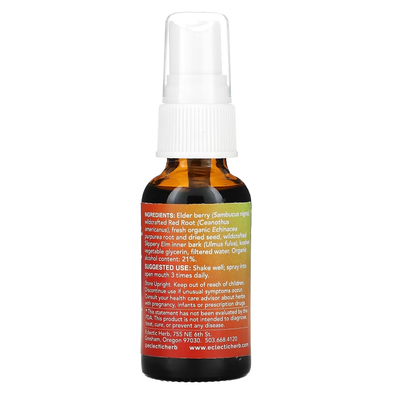 Eclectic Institute, Herbal Throat Spray, Elderberry Red Root, 1 fl oz (30 ml)