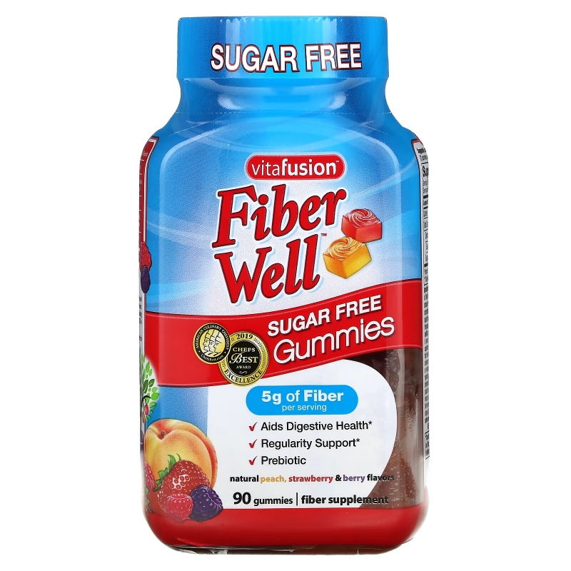 VitaFusion, Fiber Well, Peach, Strawberry, Berry, 90 Gummies