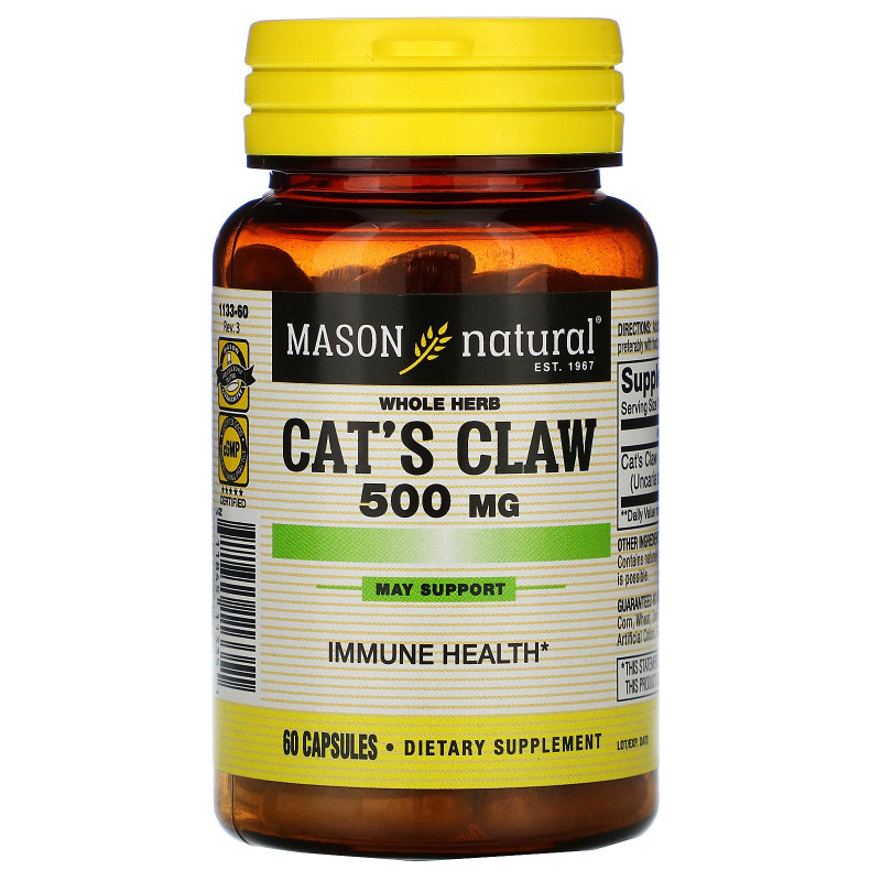 Mason Natural, Кошачий коготь, 500 мг, 60 капсул