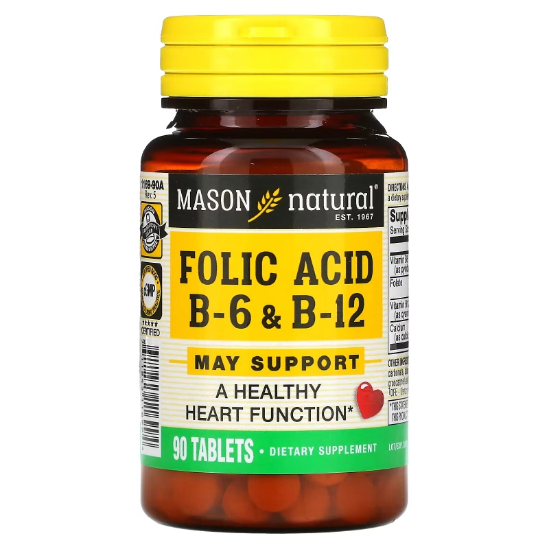 Mason Natural Folic Acid B-6 & B-12 90 Tablets