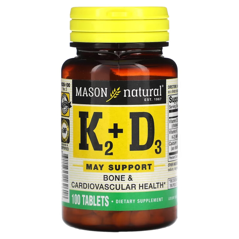 Mason Natural K2 Плюс D3 100 мкг/1000 МЕ 100 таблеток
