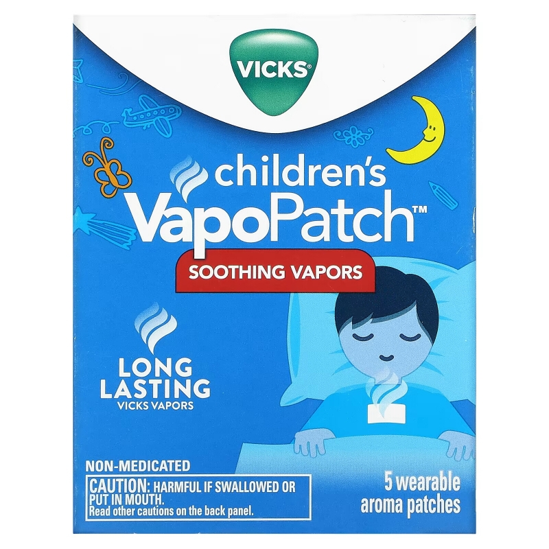 Vicks, VapoPatch для детей, 5 носимых ароматических патчей