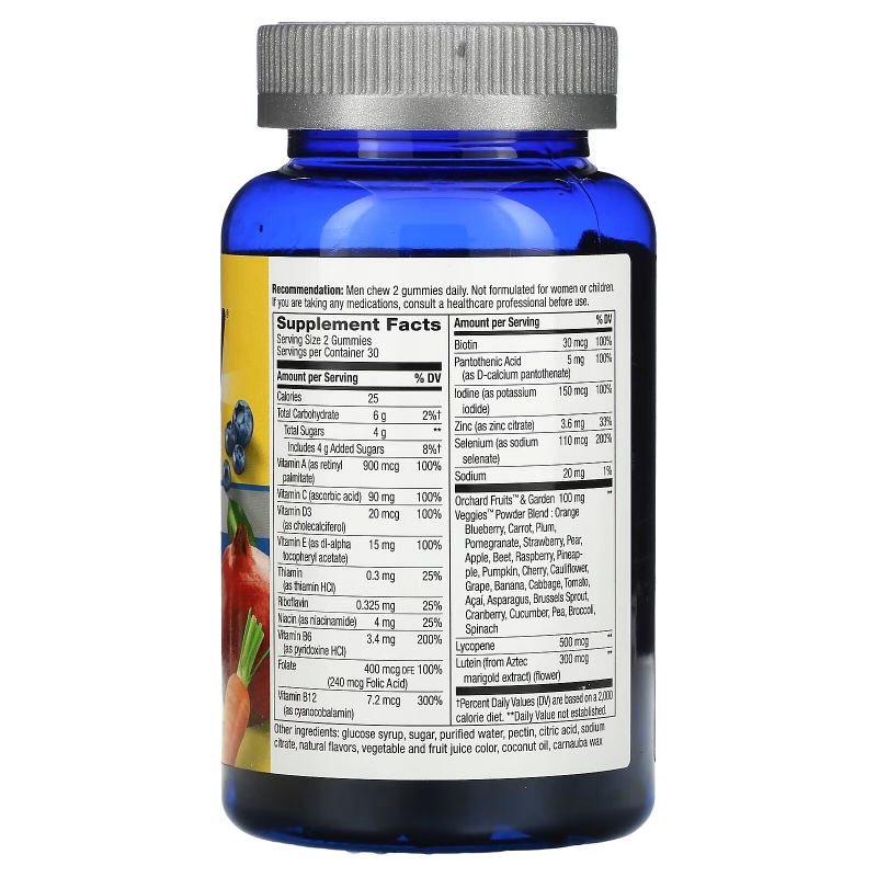 Nature's Way, Alive! Men's 50+ Gummy Complete Multivitamin, Fruit Flavors, 60 Gummies