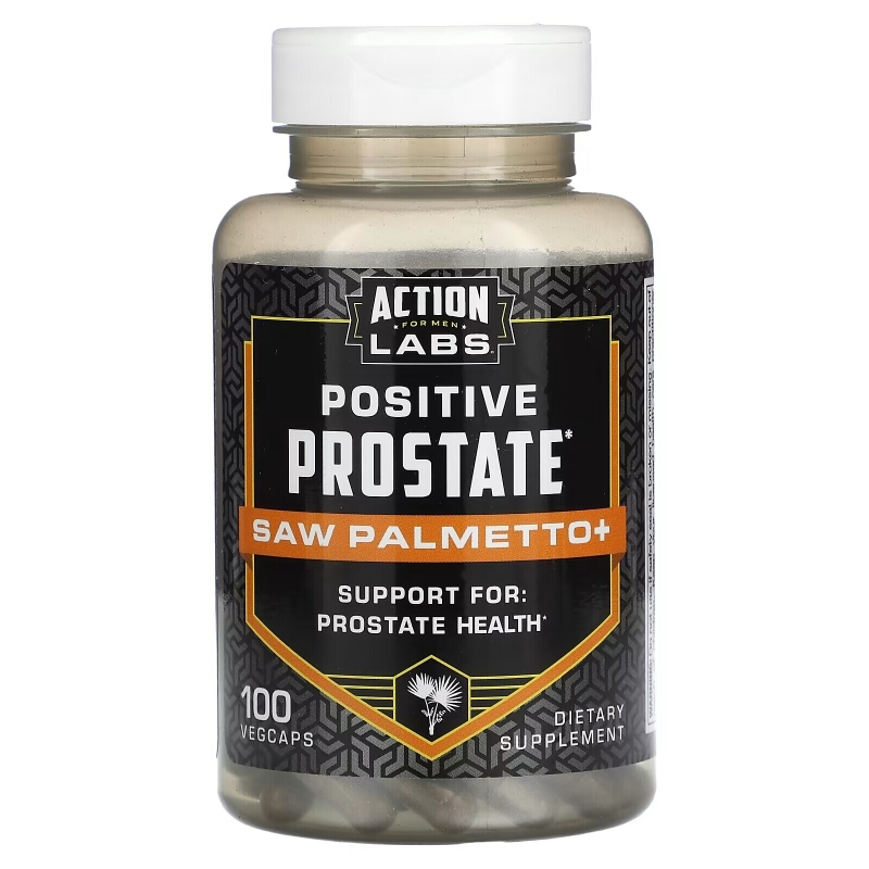 Action Labs, Positive Prostate, Saw Palmetto, Men's Support, 100 VegCaps