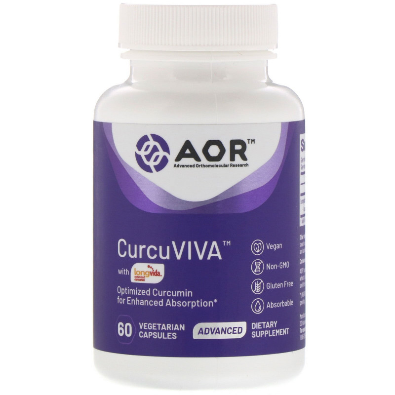 Advanced Orthomolecular Research AOR, CurcuViva, 80 mg, 60 Vegan Capsules
