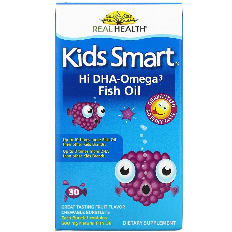 Bioglan Умные детки Рыбий жир с высоким содержанием Омега-3 с ягодным вкусом 30 жевательных драже.