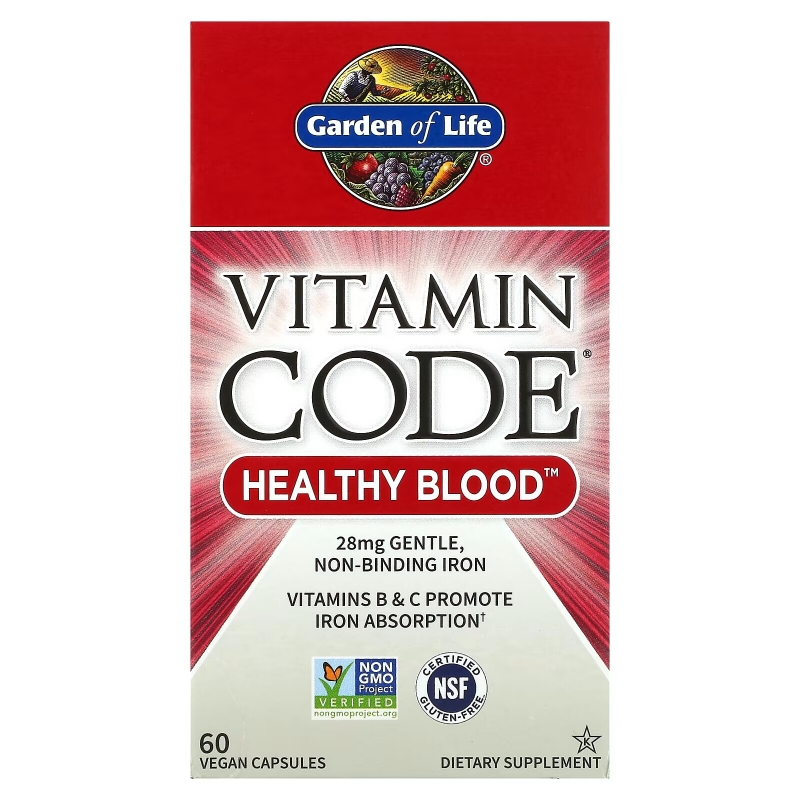 Garden of Life Vitamin Code Здоровая кровь 60 веганских капсул