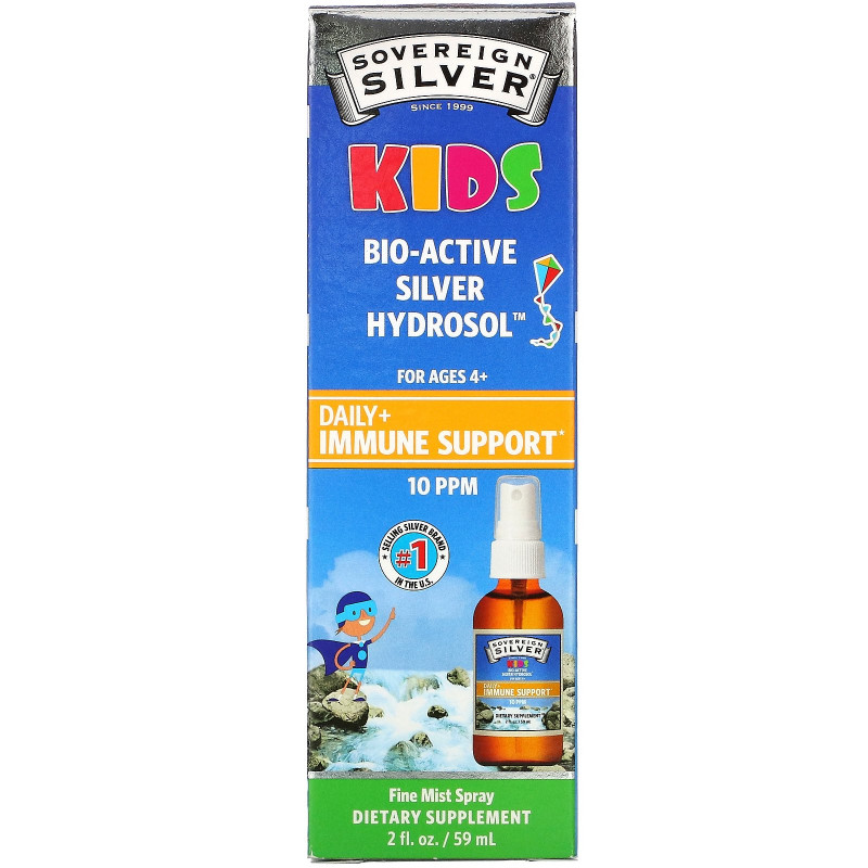 Sovereign Silver, Биоактивный серебряный гидрозоль для детей, спрей для ежедневной поддержки иммунитета, 2 унции (59 мл)
