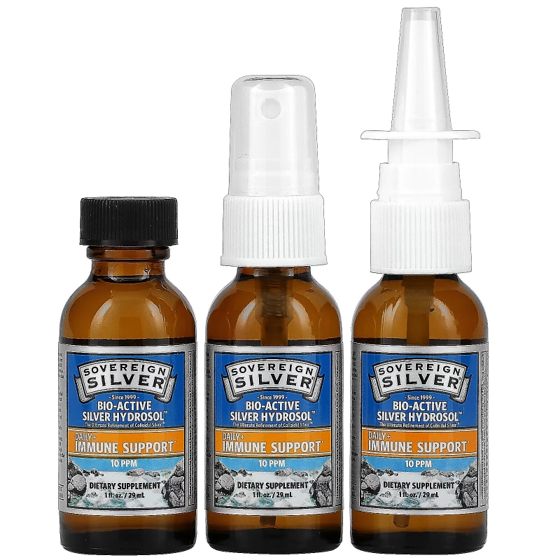 Sovereign Silver, Bio-Active Silver Hydrosol, Daily + Immune Support, Sinus Relief, Trial & Travel Kit, 10 PPM, 3 Piece Kit, 1 fl oz (29 ml) Each