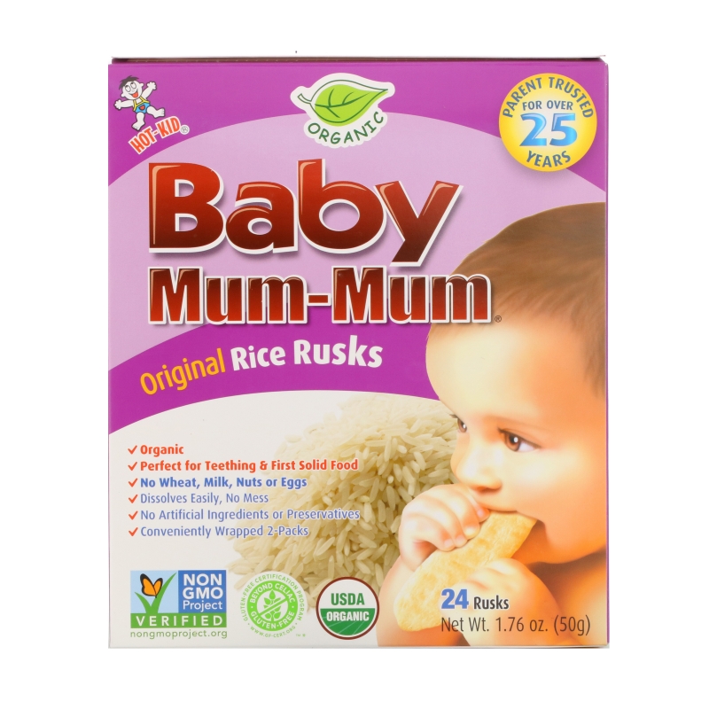 Hot Kid, Baby Mum-Mum, Organic Rice Rusks, Original, 24 Rusks, 1.76 oz (50 g)