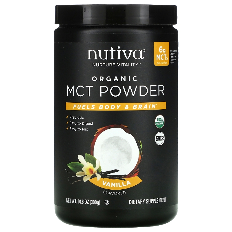 Nutiva, Organic MCT Powder, Vanilla, 10.6 oz (300 g)