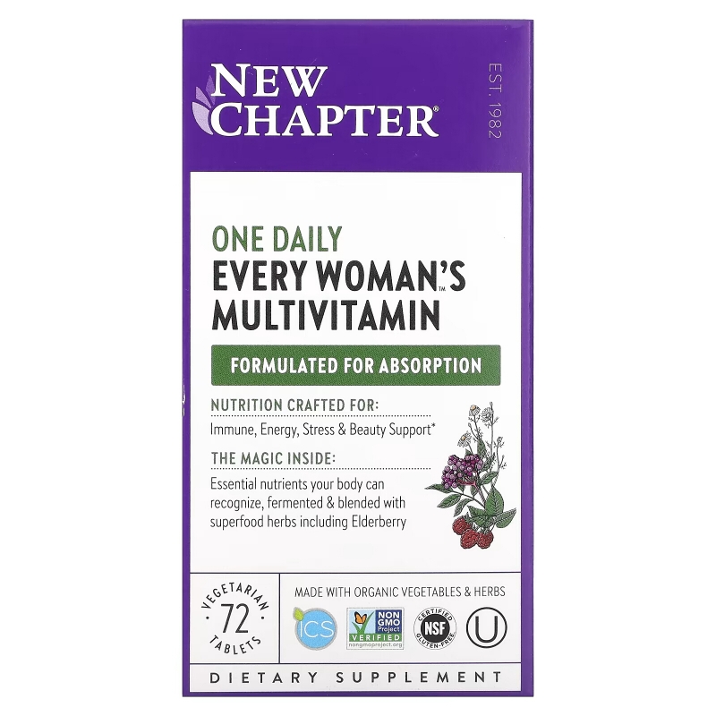 New Chapter, Мультивитамины для женщин для ежедневного применения, 72 таблетки