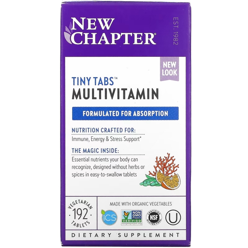 New Chapter, Органика, мультивитамины, Tiny Tabs, 192 таблетки