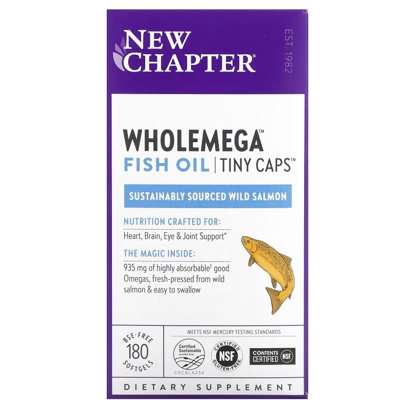 New Chapter, Wholemega Fish Oil, Tiny Caps , 180 Softgels
