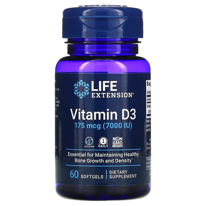 Life Extension Витамин D3 7000 МЕ 60 гелевых капсул