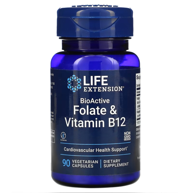 Life Extension, BioActive, Folate & Vitamin B12, 90 Veggie Caps