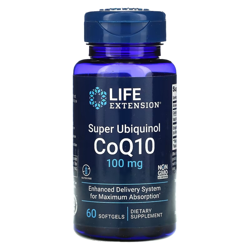 Life Extension, Супер Убихинол CoQ10, 100 мг, 60 Гелиевых Капсул