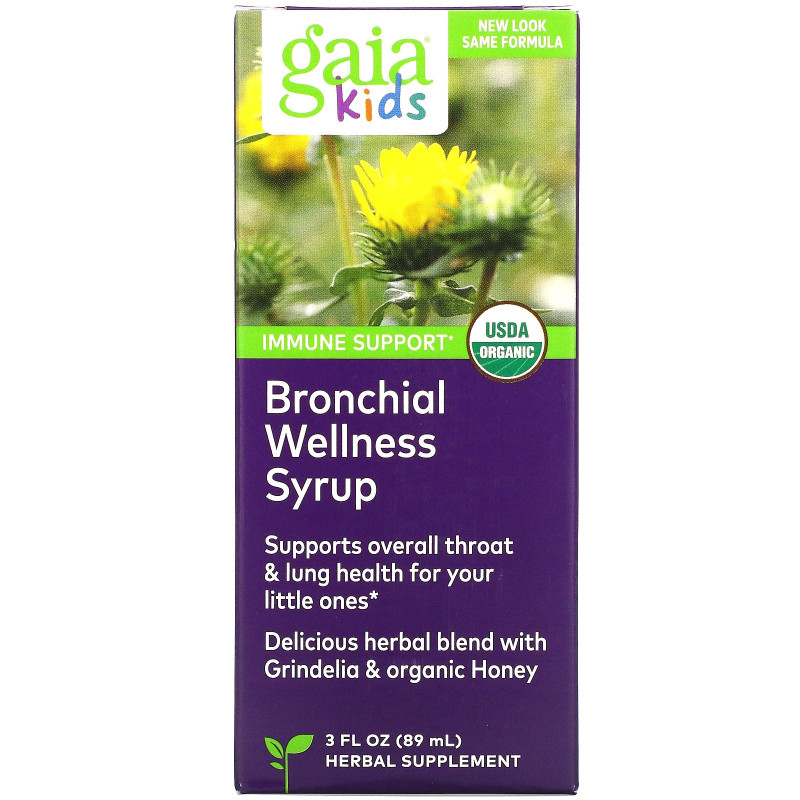 Gaia Herbs Безалкогольный сироп от кашля для детей с медом и лимоном 3 жидких унции (90 мл)
