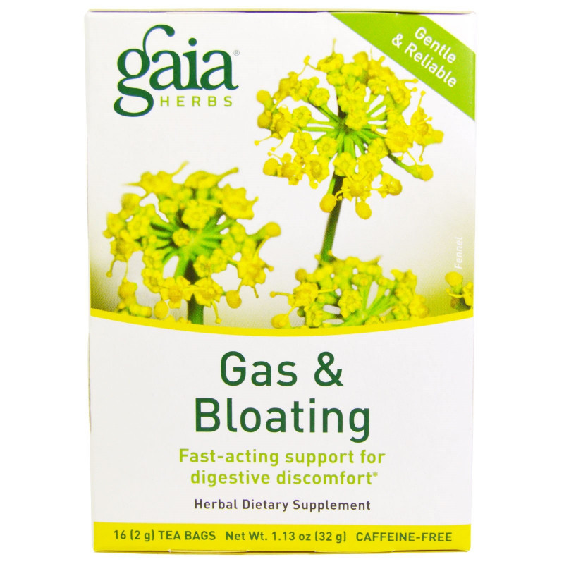 Gaia Herbs Gas & Bloating RapidRelief Herbal Tea Caffeine-Free 20 Tea Bags 1.41 oz (40 g)