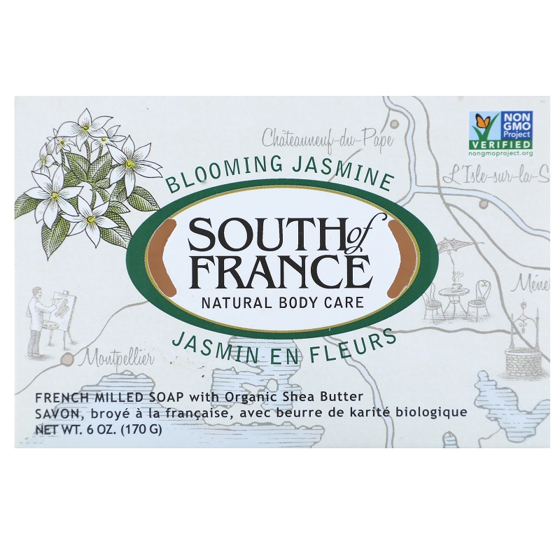 South of France Цветущий жасмин французское пилированное овальное мыло с органическим маслом ши 6  унций (170 г)
