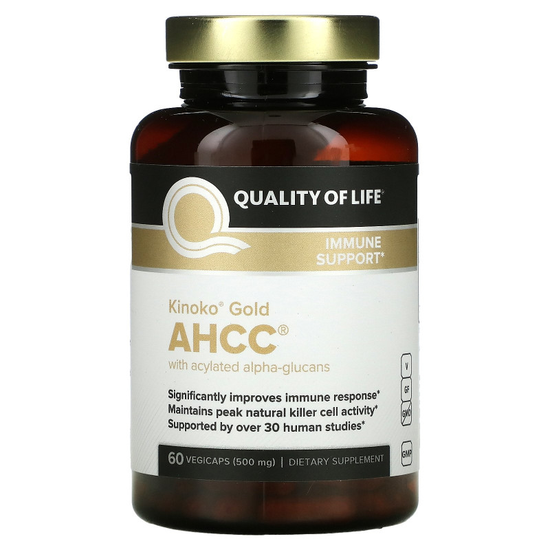 Quality of Life Labs Kinoko Gold AHCC Иммунная поддержка 500 мг 60 капсул в растительной оболочке