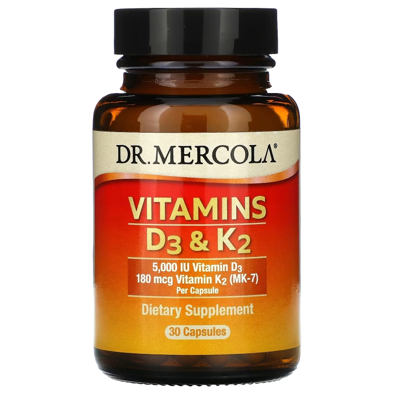 Dr. Mercola, Vitamins D & K2, 30 Capsules
