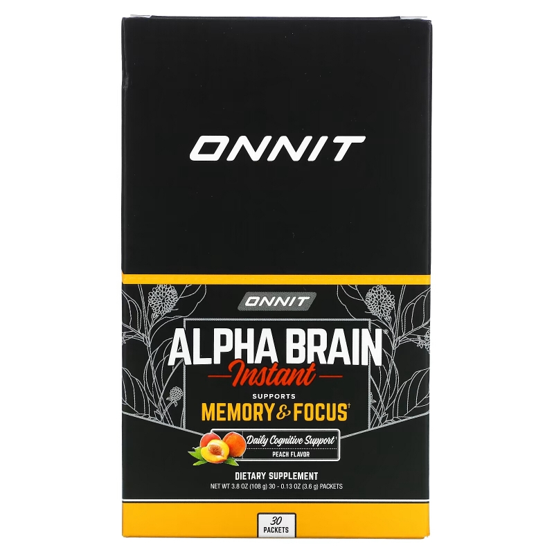Onnit, Alpha Brain Instant, Natural Peach, 30 Packets, 0.13 oz (3.6 g) Each