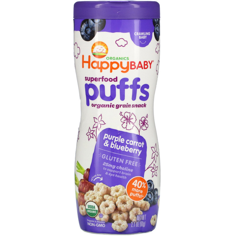 Nurture Inc. (Happy Baby), Organics, Superfood Puffs, Purple Carrot & Blueberry, 2.1 oz (60 g)
