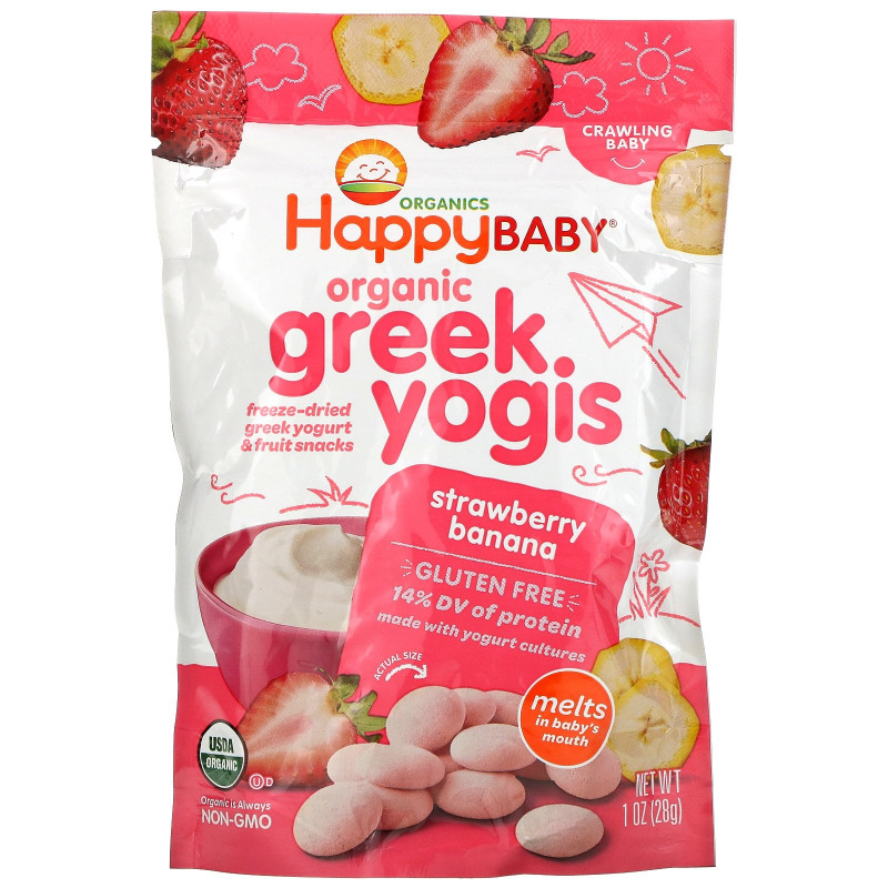 Nurture Inc. (Happy Baby), happyyogis, Greek Yogurt, Strawberry Banana, 1 oz (28 g)