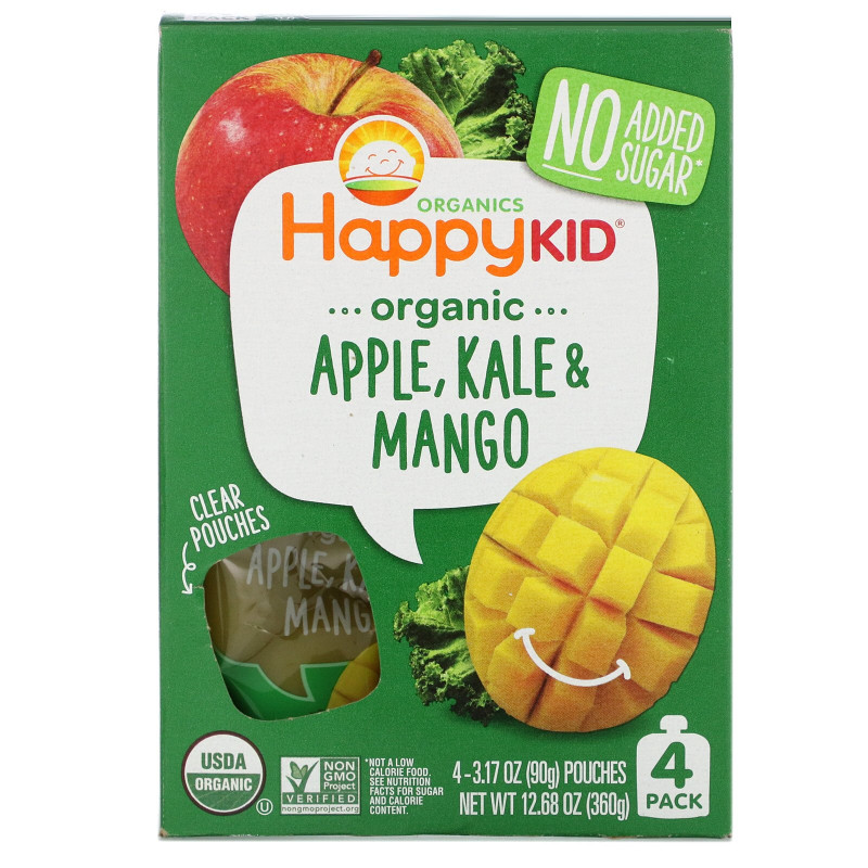 Nurture Inc. (Happy Baby), Happy Squeeze, Organic Superfoods, Twist, Organic Apple, Kale & Mango, 4 Pouches, 3.17 oz (90 g) Each