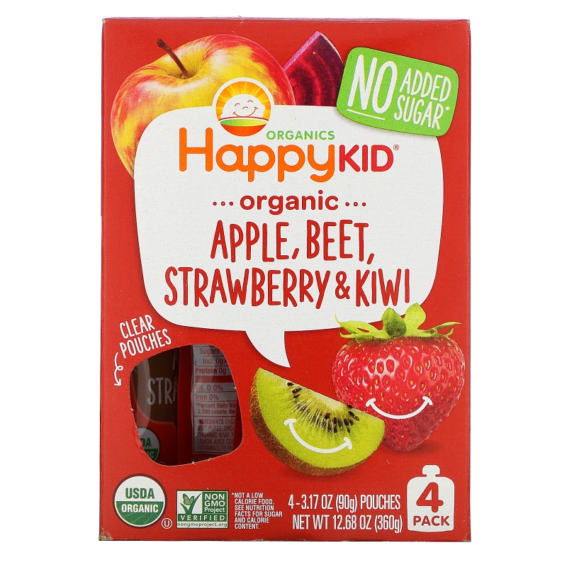 Nurture Inc. (Happy Baby), Happy Squeeze, Organic Superfoods, Twist, Organic  Apple, Beet, Strawberry & Kiwi, 4 Pouches, 3.17 oz (90 g) Each